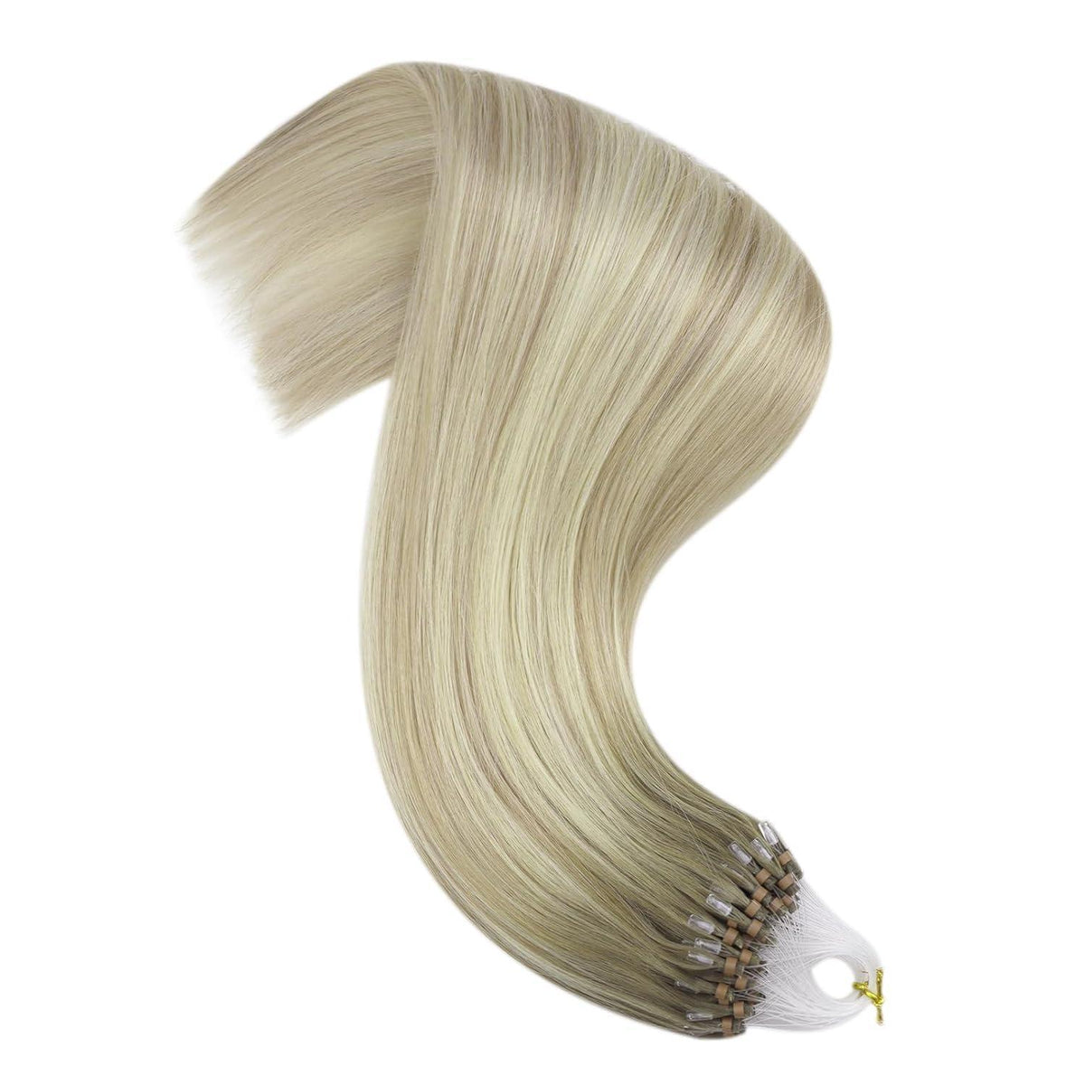 Echthaar Microring Extensions Ombre Aschblond 50cm