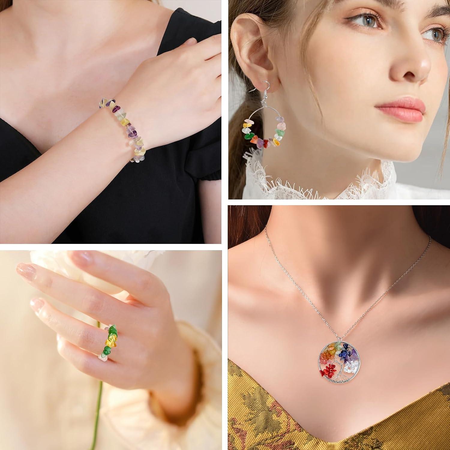 RUBY Edelstein Perlen 400 Stk. Naturstein zum Basteln, Schmuck Herstellung, DIY Kit