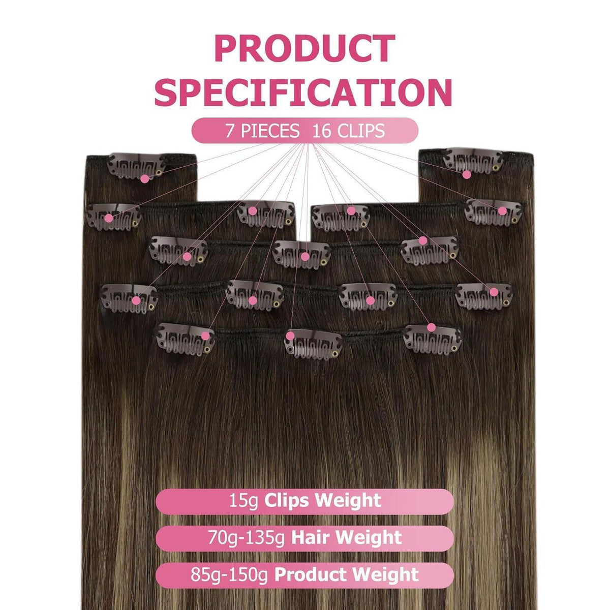 Clip-In Echthaar Extensions Ombre Dunkelbraun Karamellblond