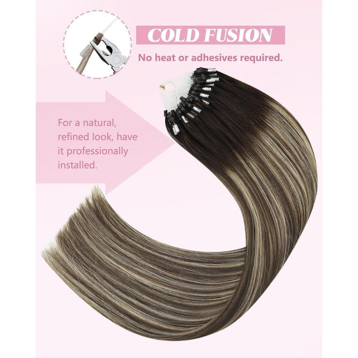 Echthaar Extensions Balayage Braun Ombre 60cm Micro Ring