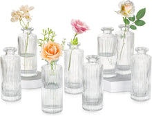 Kleine Kristall Blumenvasen Set Durchsichtig Geriffelt