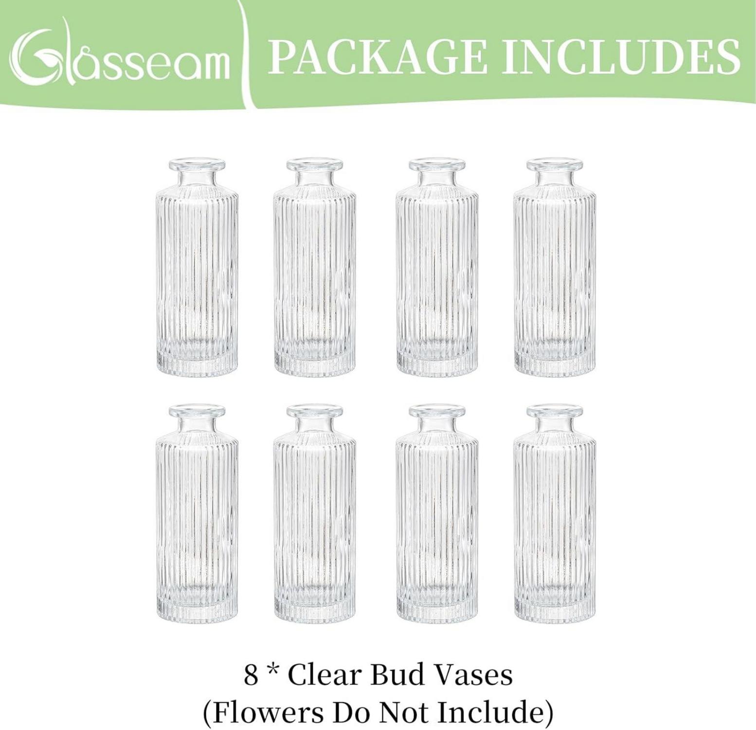 Kleine Kristall Blumenvasen Set 8tlg. Vintage Geriffelt Mini Vasen für