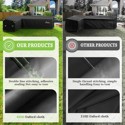 Uirway L-förmige Gartenmöbel-Abdeckung 216x270x87cm wasserdicht winddicht Outdoor-Ecksofa-Schutz