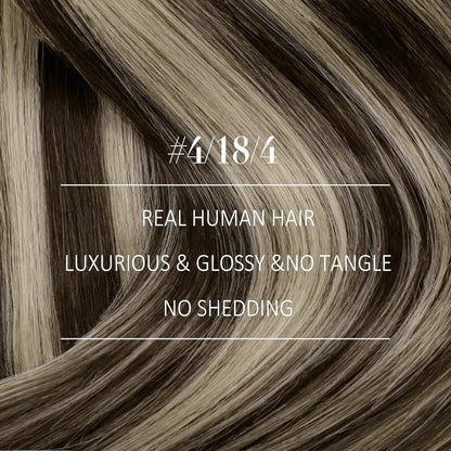 Echthaar Tressen Ombre Braun Aschblond 55cm - 100g Weft