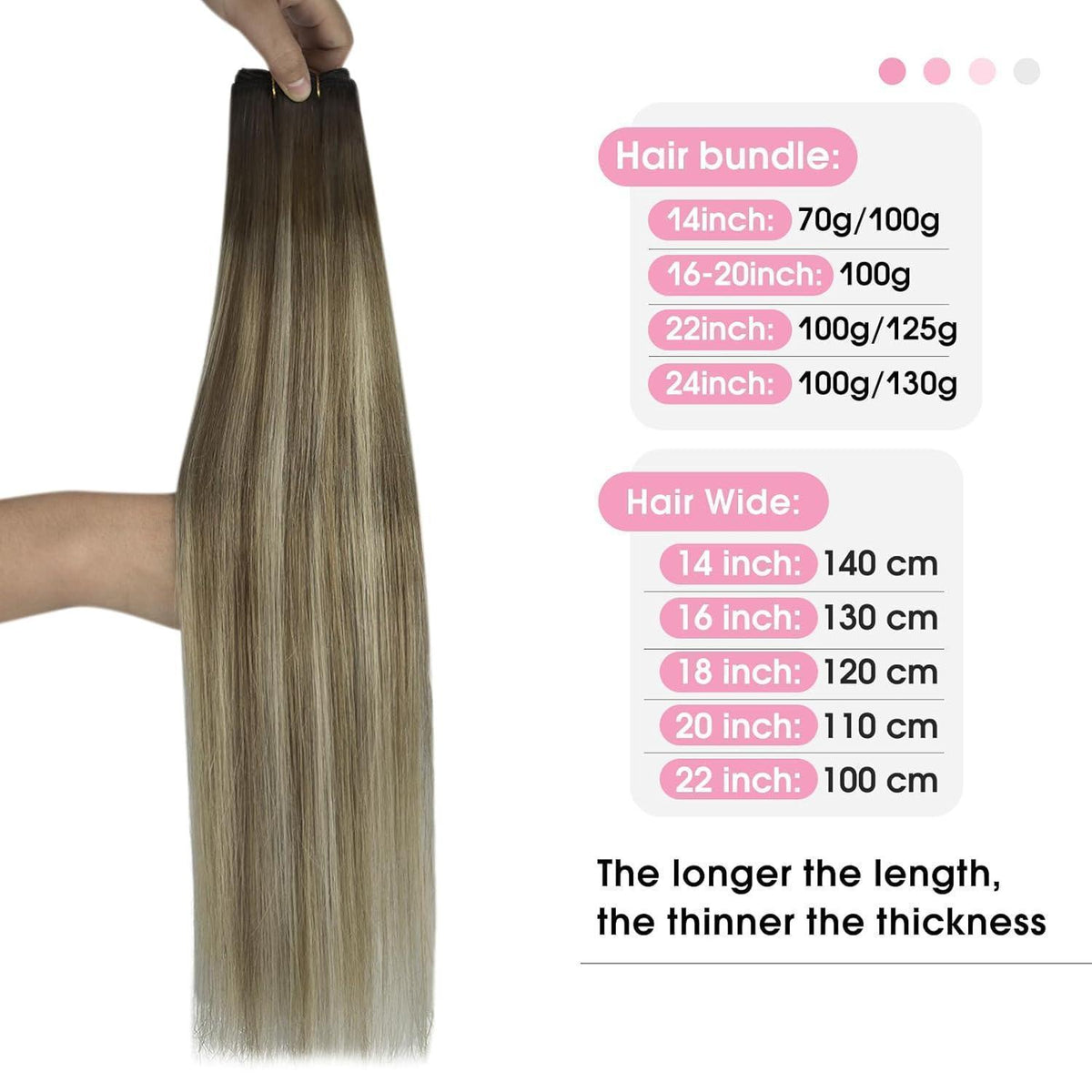 Echthaar Tressen Balayage Braun Ombre Blond 55cm