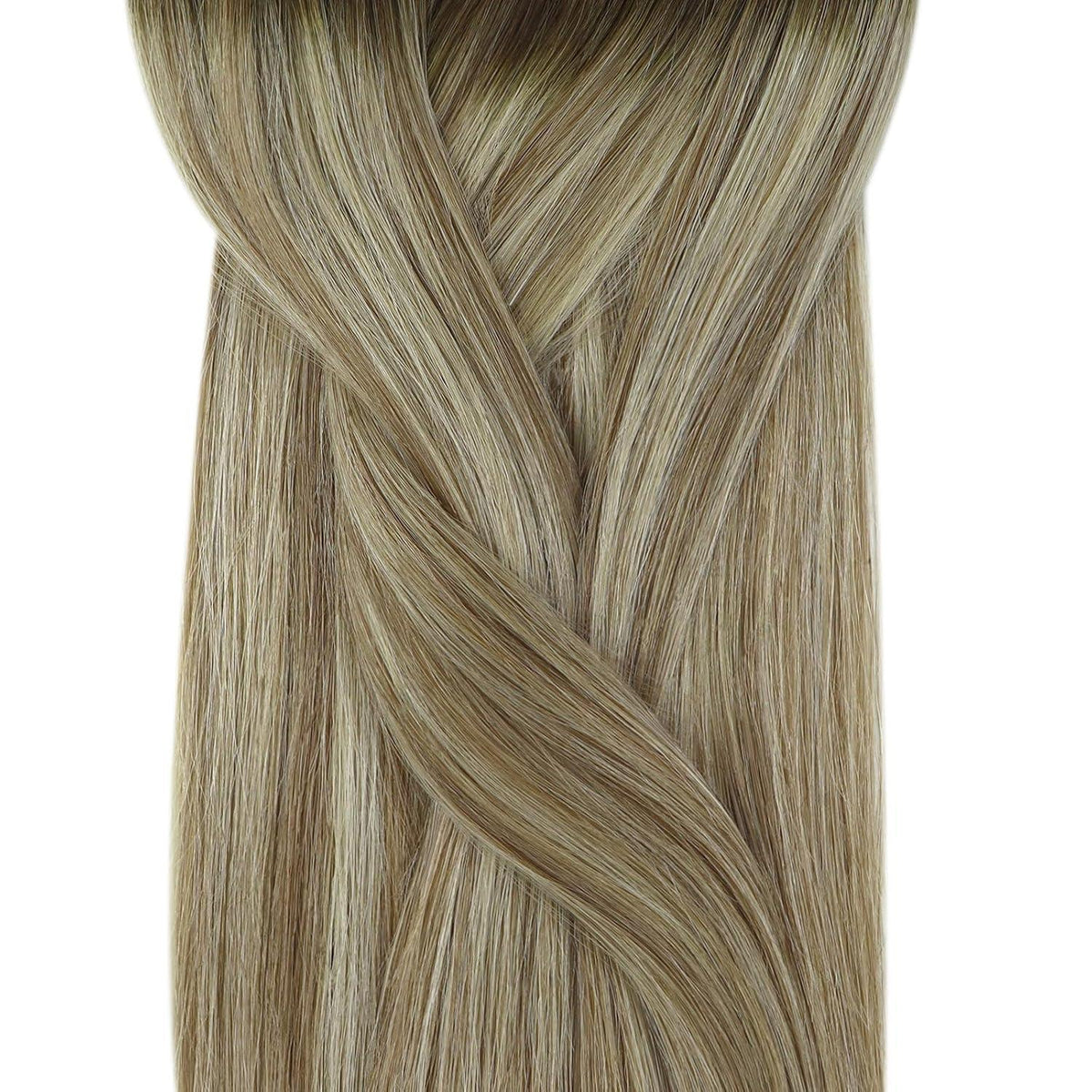 Echthaar Microring Extensions Braun Balayage Blond 60cm