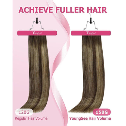 Clip-in Echthaar Extensions Ombre Blond Braun 45cm