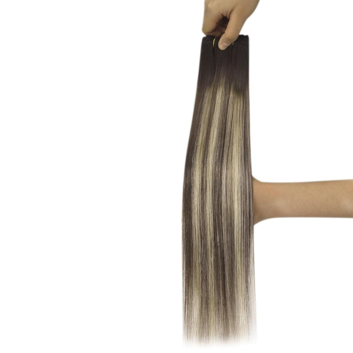 Echthaar Tressen Ombre Braun Aschblond 35cm Remy Weft