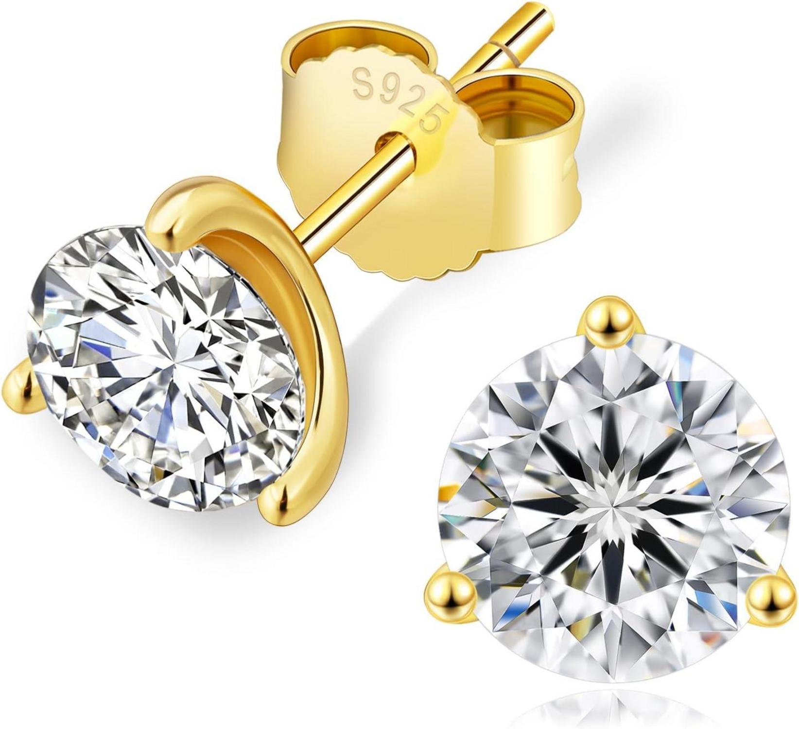 Moissanite Ohrringe 925 Silber Damen 3,0 ct VVS1 D 14K Gold 7,5 mm