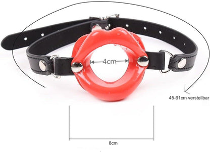 Verstellbarer Silikon Mundknebel, SM Bondage Ballknebel, Leder, Rot