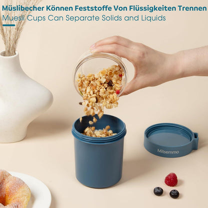 Müslibecher to Go mit Joghurtbecher und Löffel