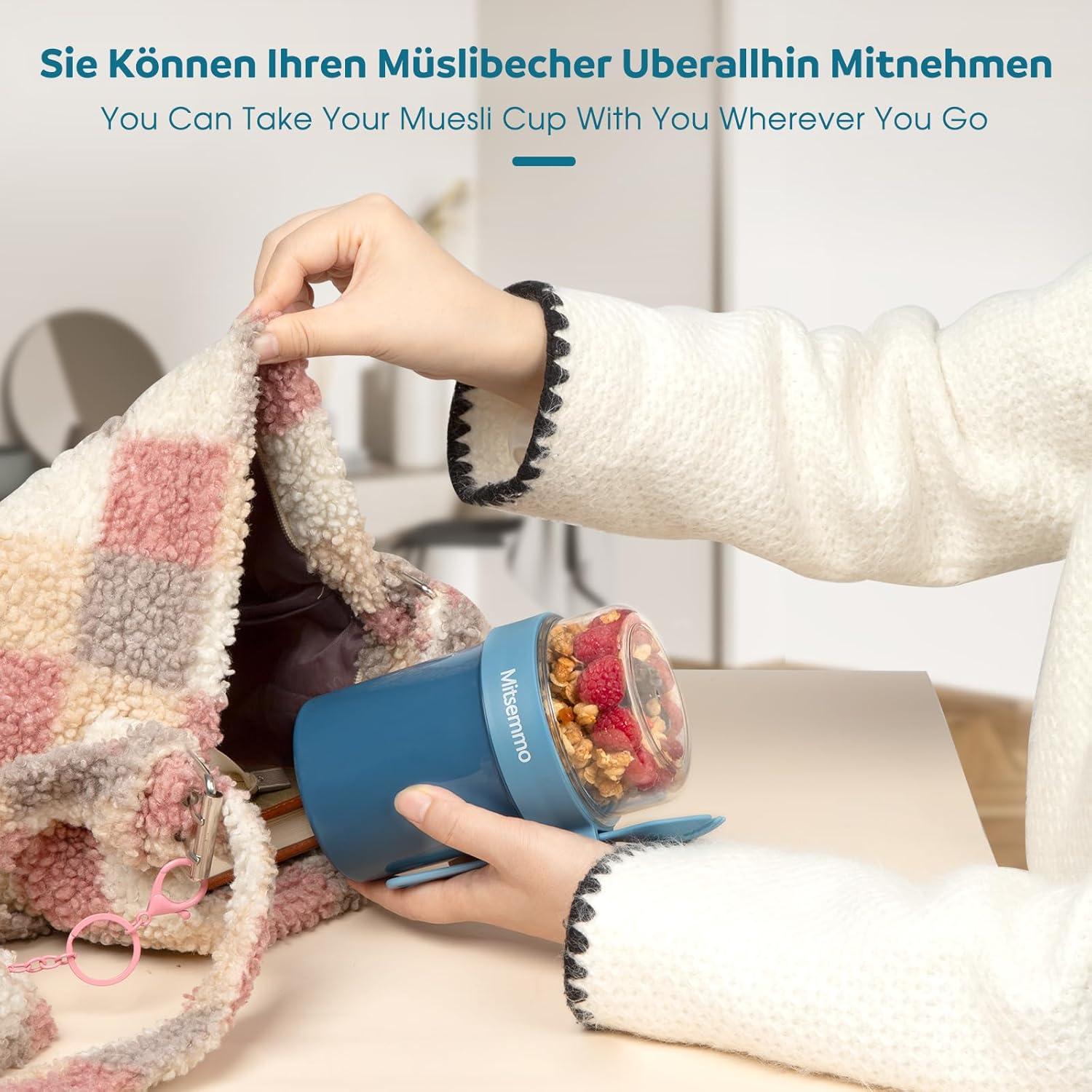 Müslibecher to Go 560ml Joghurtbecher Kinder mit Löffel Müsli Cup to Go Müslischale Frühstücksdose