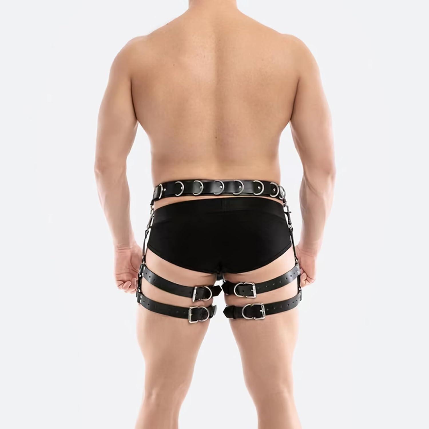 Herren Leder Bein Geschirr Oberschenkel Harness Fetisch Gay Caged