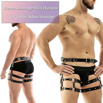 Herren Punk Bein Leder Geschirr Oberschenkel Gürtel BDSM Fetisch Gay Harness