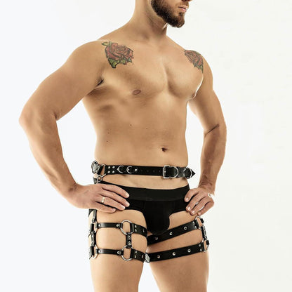 Herren Punk Leder Bein Geschirr Oberschenkel Gürtel Fetisch Gay Harness