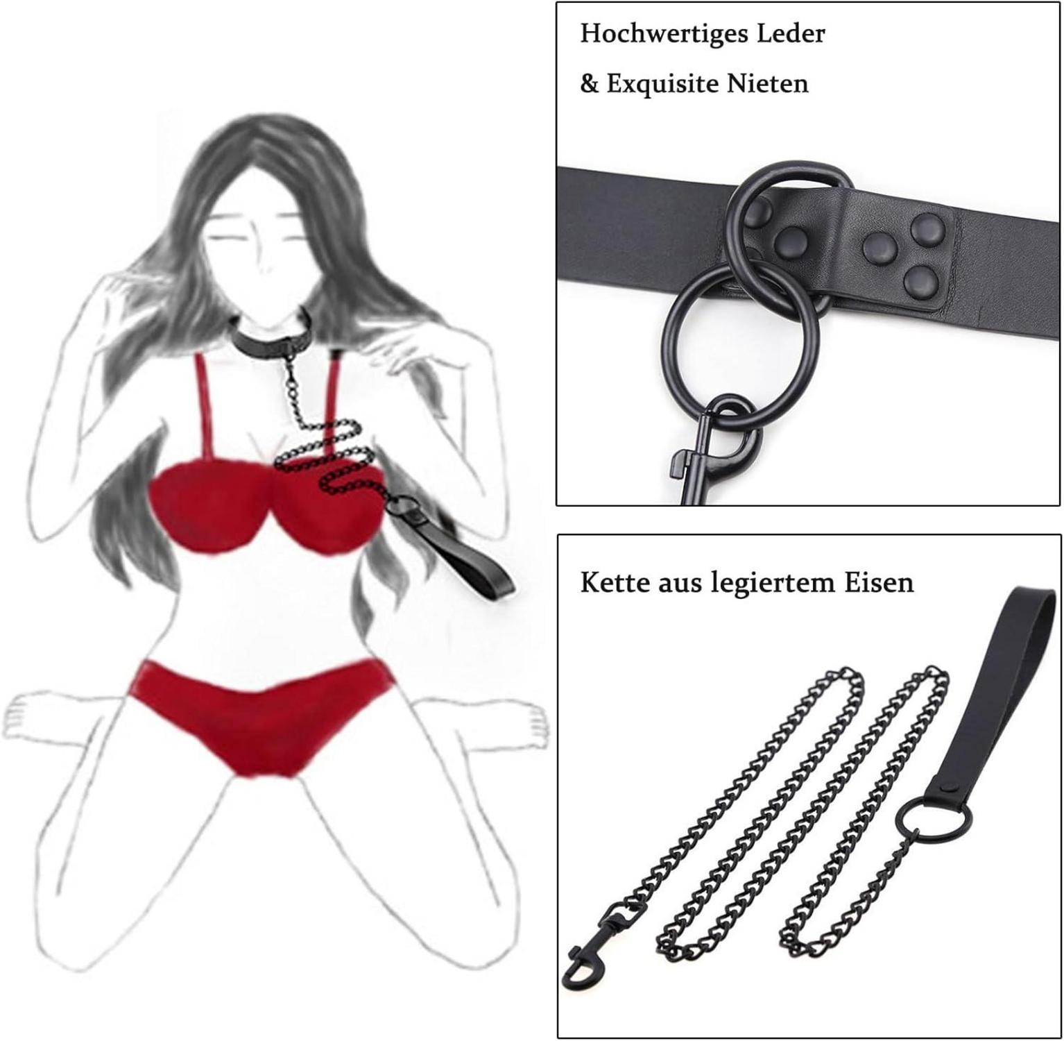 Erotik Halsband Bondage Fetisch SM Spielzeug Kette Leder BDSM Paare