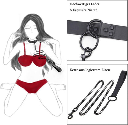 Erotik Halsband Bondage Fetisch SM Spielzeug Kette Leder BDSM Paare