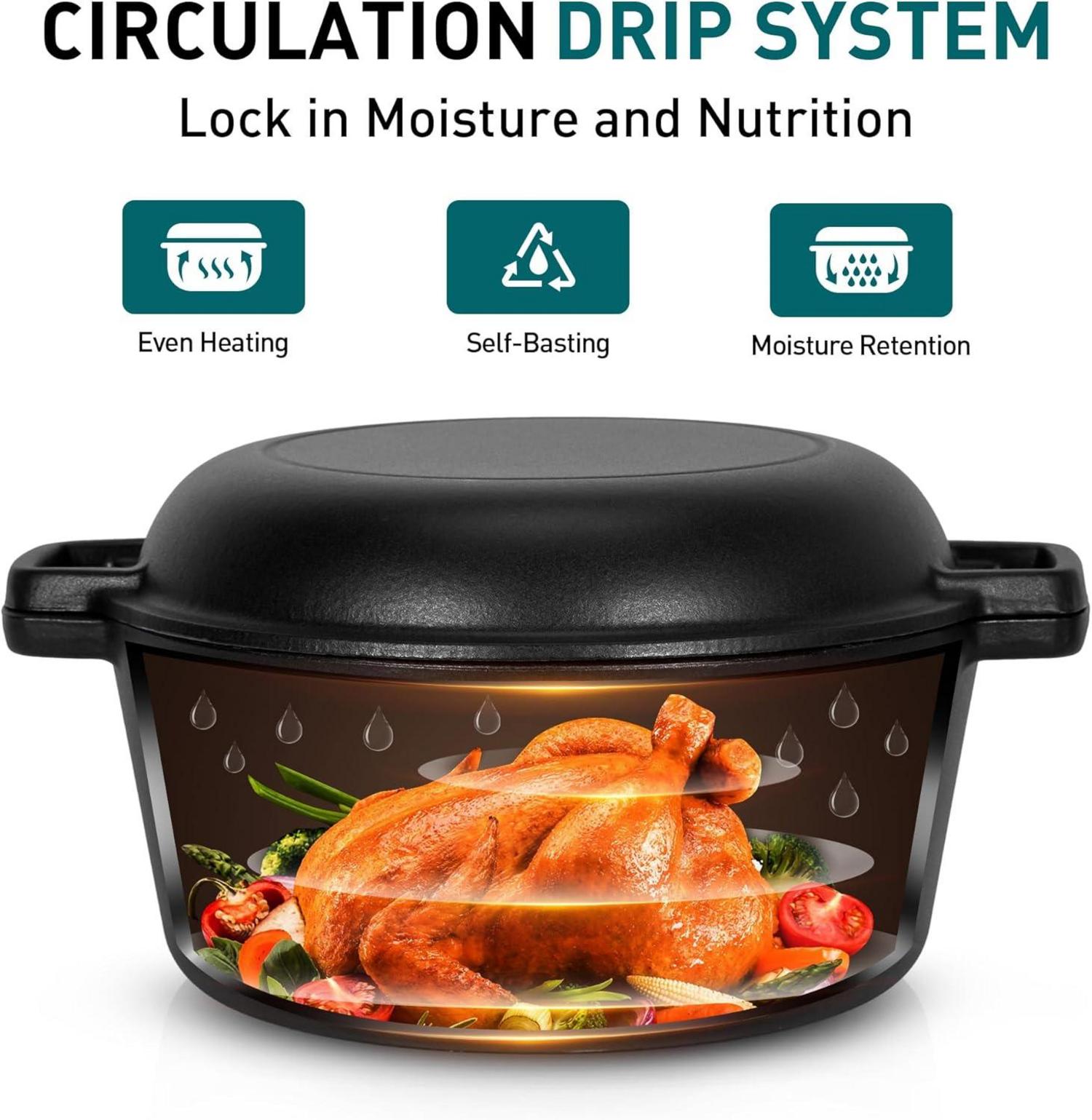 Kitchen Academy 4.7L Gusseisen Dutch Oven + Pfannendeckel