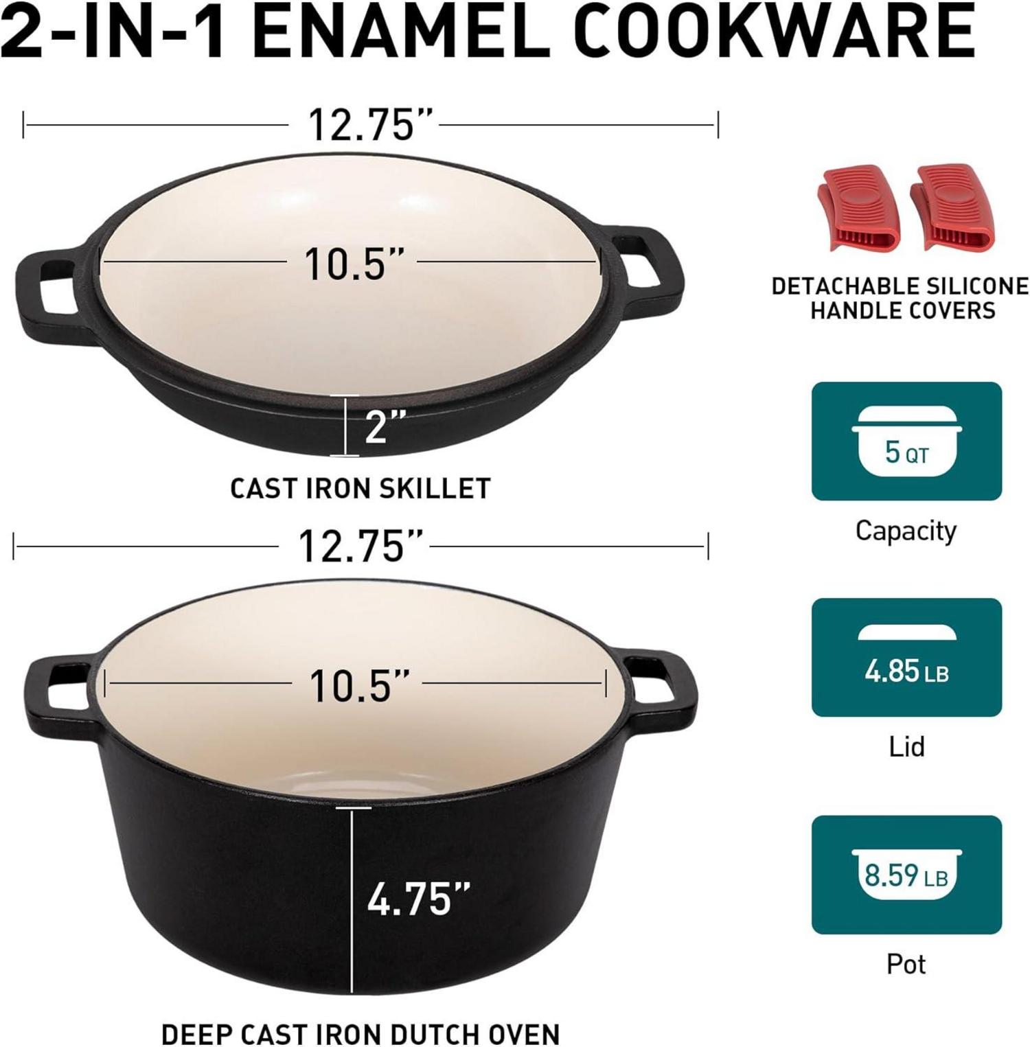 Kitchen Academy 5 QT Gusseisen Dutch Oven Pfannendeckel Bräter