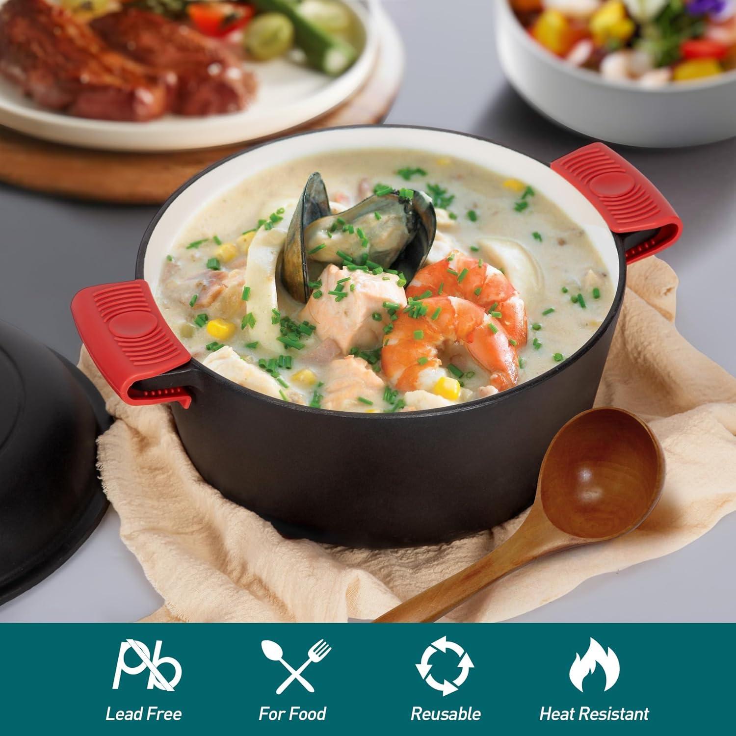 Kitchen Academy 4.7L 2-in-1 Emaillierter Gusseisen Dutch Oven mit Pfannendeckel