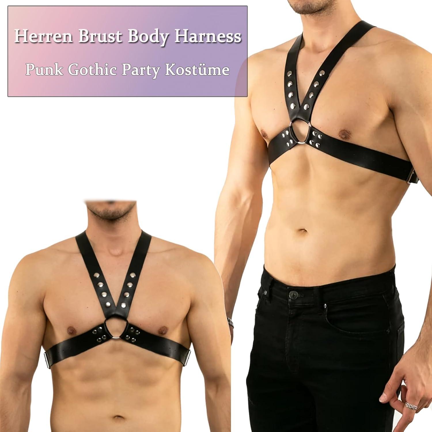 Herren Leder Brust Harness Punk Gothic Bondage Body Erotik Dessous