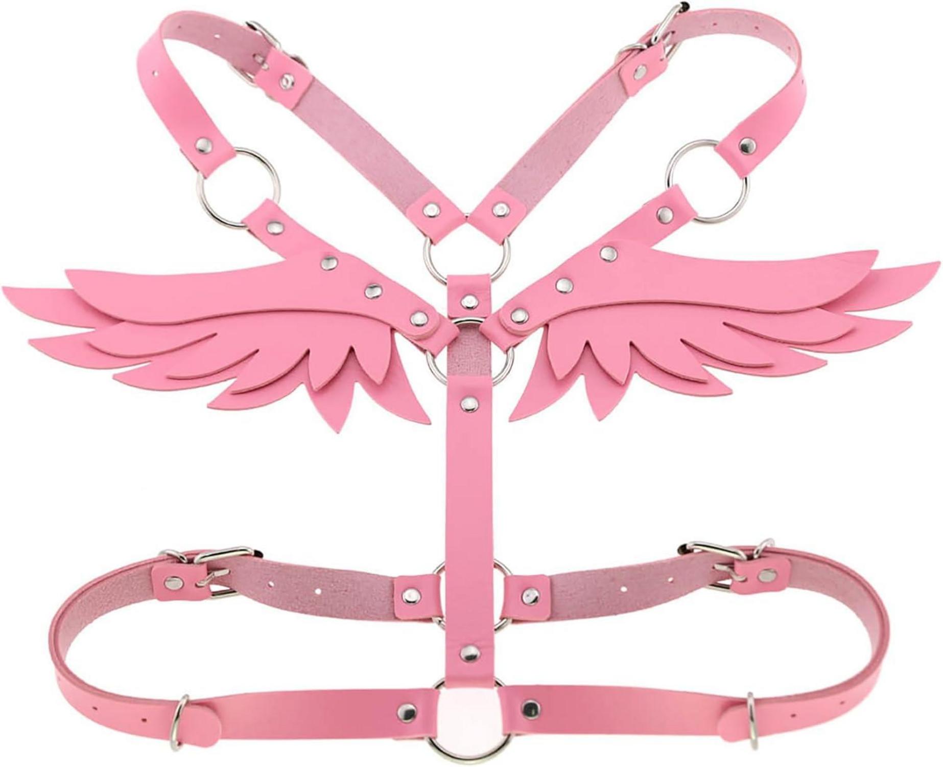 Leder Body Harness Damen SM Engelsflügel Gothic Clubwear Punk Erotik