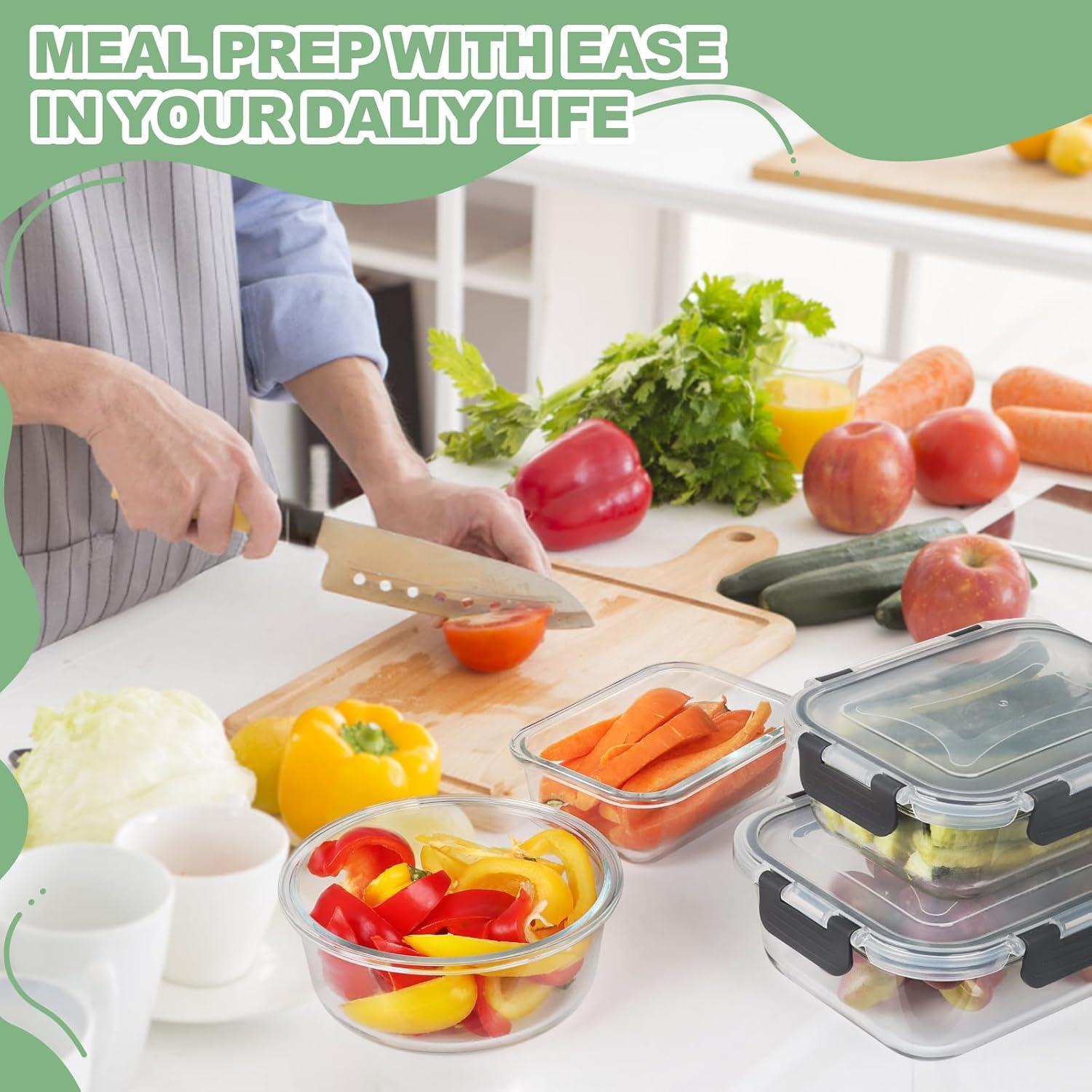 Glasbehälter Set 12 Behälter 12 Deckel Frischhaltedosen Meal Prep Boxen