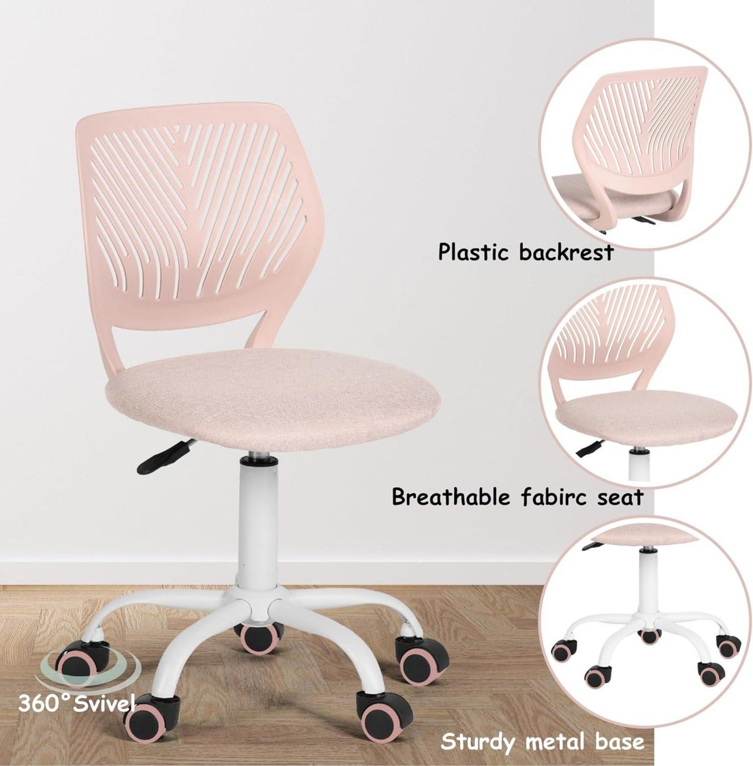 Ergonomischer Schreibtischstuhl Leinenstoff höhenverstellbar Morandi-Rosa