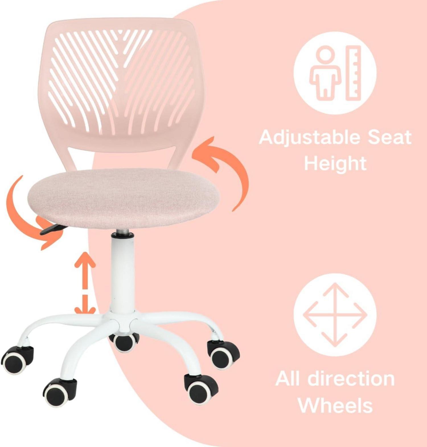 Ergonomischer Schreibtischstuhl Leinenstoff höhenverstellbar Morandi-Rosa