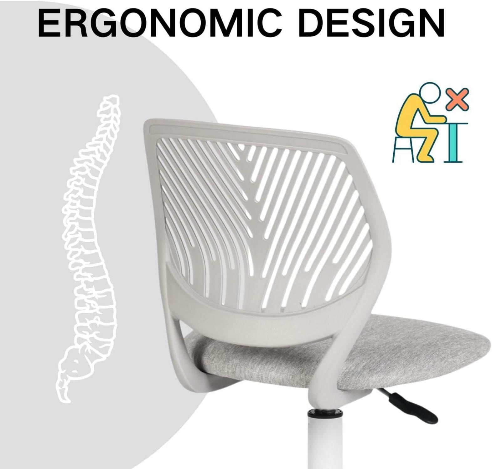 Leinen Schreibtischstuhl ergonomisch höhenverstellbar Hellgrau