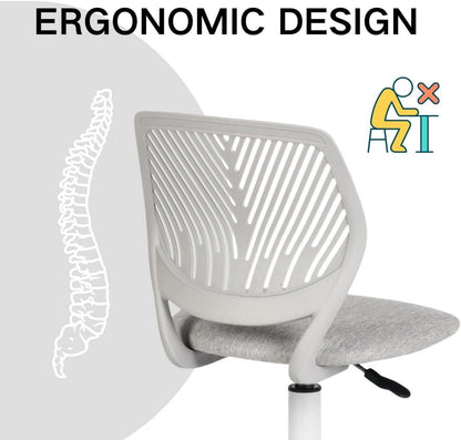 Leinen Schreibtischstuhl ergonomisch höhenverstellbar Hellgrau