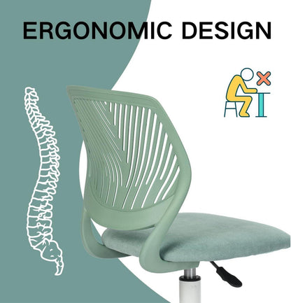 Schreibtischstuhl Leinenstoff ergonomisch höhenverstellbar Kaktusgrün
