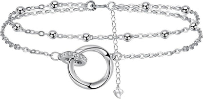 925 Silber Fußkettchen Damen Verstellbare Fußkette Strand Schmuck