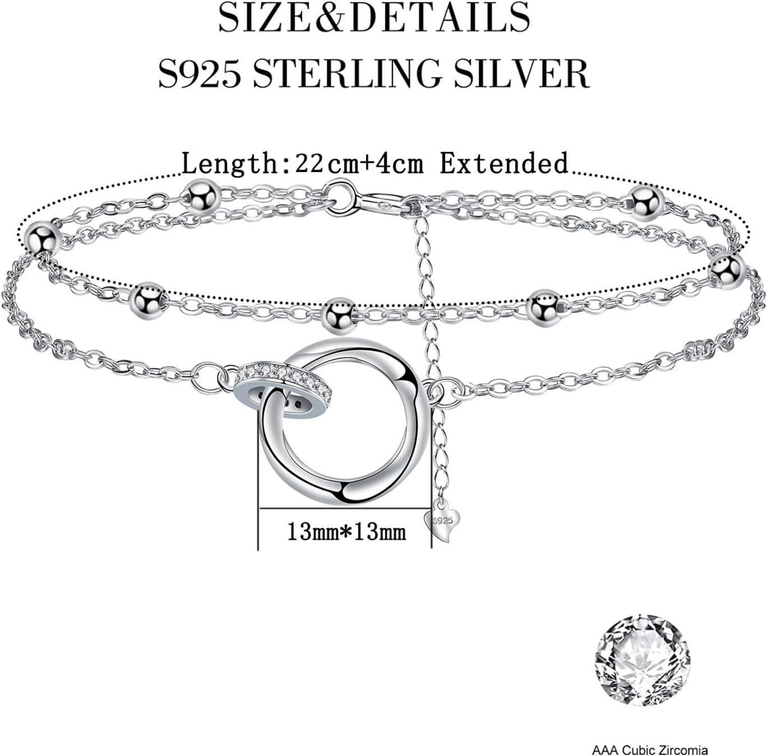 Fußkettchen Silber 925 Verstellbar Sommer Strand Geschenk Damen