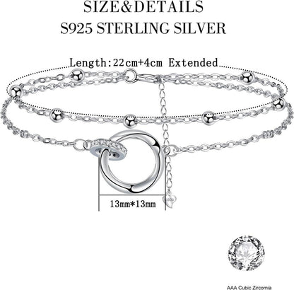 Fußkettchen Silber 925 Verstellbar Sommer Strand Geschenk Damen