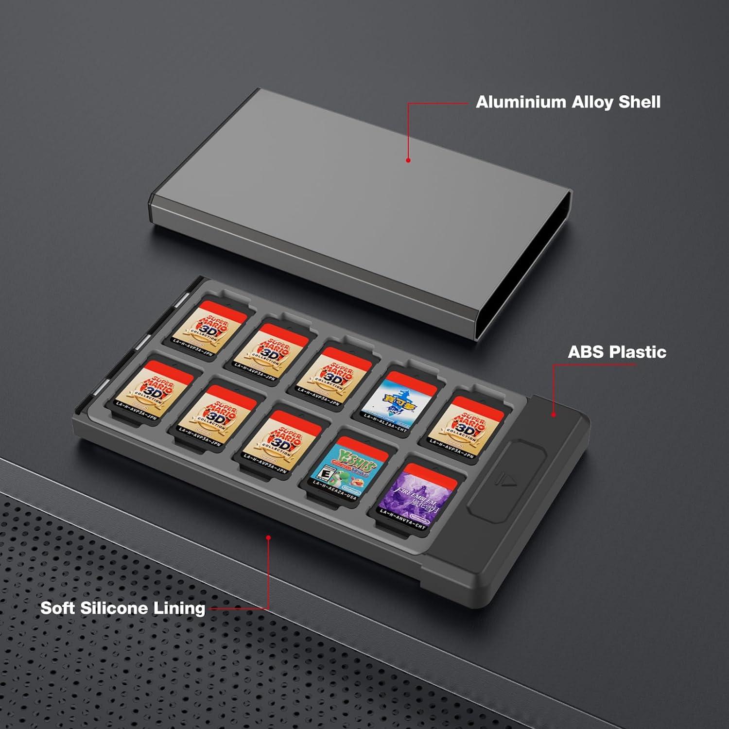 Spiele Aufbewahrungsbox für Nintendo Switch - Metall Spielbox mit 20 Karten Slots