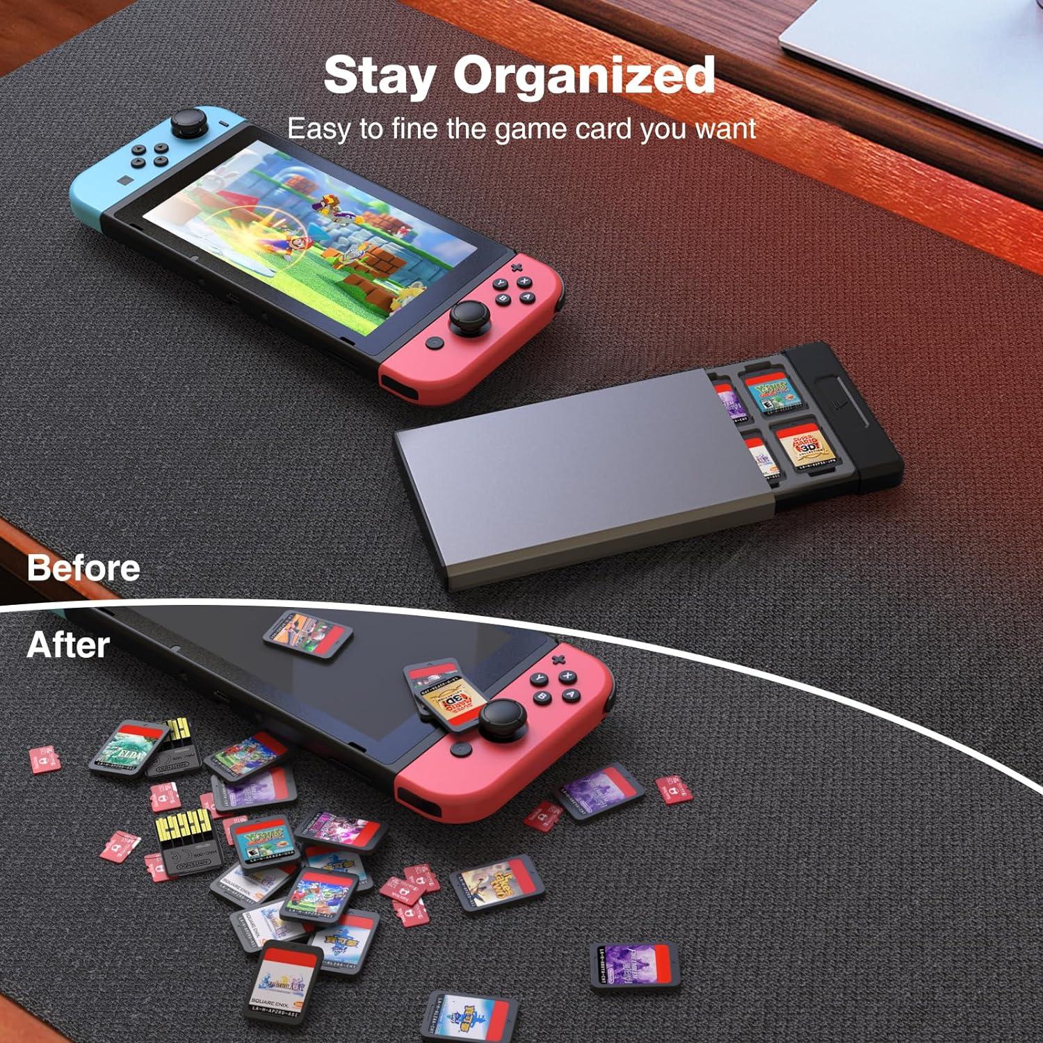 HEIYING Metall Spielkarten Aufbewahrung für Nintendo Switch - Grau