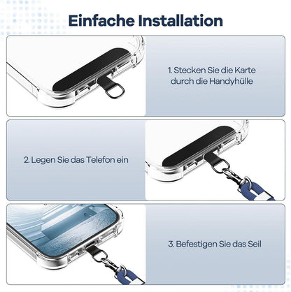 Handykette Universal Handy Lanyard mit 2 Stück Patch Blau