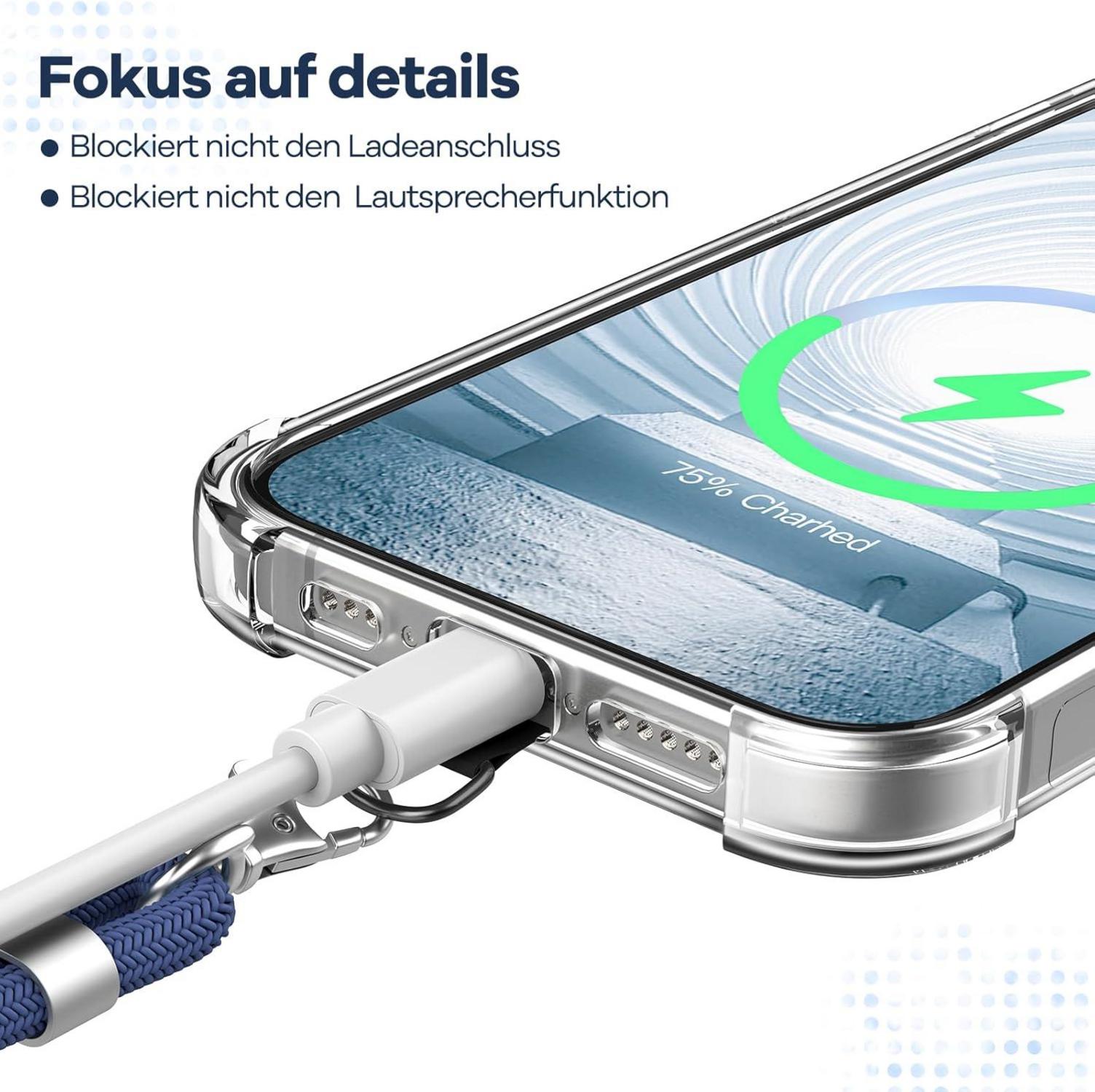 Handykette Universal mit 2 Patch für Smartphones - Blau, Einstellbar