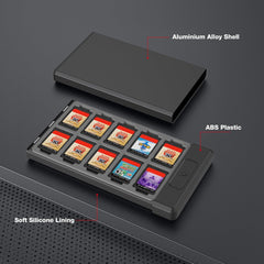 HEIYING Metall Switch Spiele Aufbewahrungsbox für 20 Spiele und 20 Micro SD Karten Slots