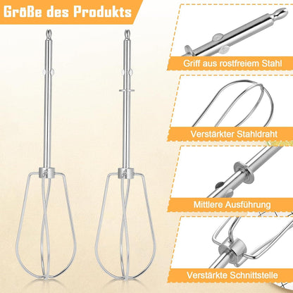 2er Set Schneebesen Edelstahl für Handmixer Ersatz 180mm