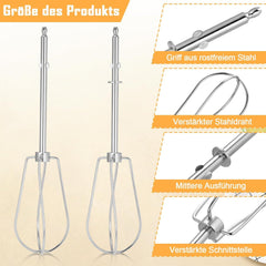 2er Set Schneebesen Edelstahl für Handmixer Ersatz 180mm