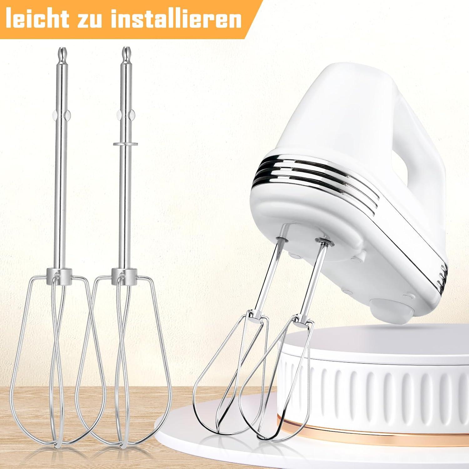 2er Set Edelstahl Schneebesen für Handmixer 180 mm - Ersatz Rührbesen Mixer Quirl für Küchenmaschine