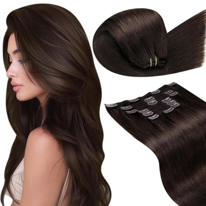 Echthaar Clip-in Extensions Braun 60cm - 135g