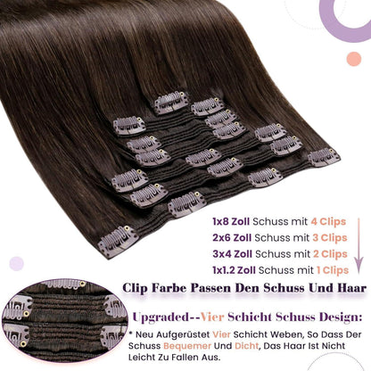 Echthaar Clip-in Extensions Braun 60cm - 135g