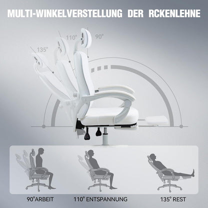 Ergonomischer Bürostuhl mit Kopfstütze Lendenwirbelstütze 150kg