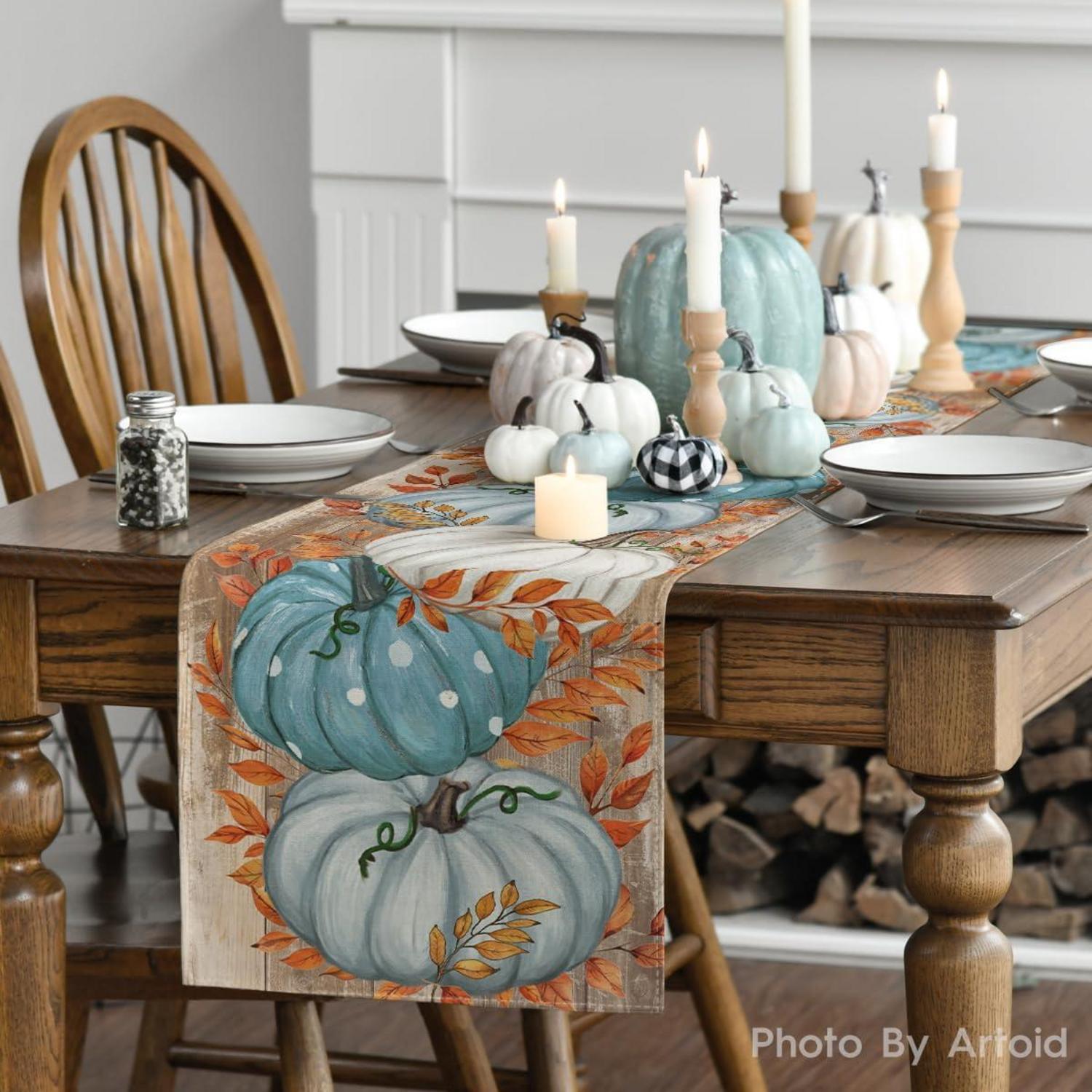 Artoid Mode Blaue Herbsttischläufer 40x140cm für Küche & Party