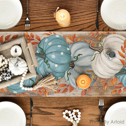 Artoid Mode Blau Kürbis Tischläufer Herbst-Dekor 40x140cm