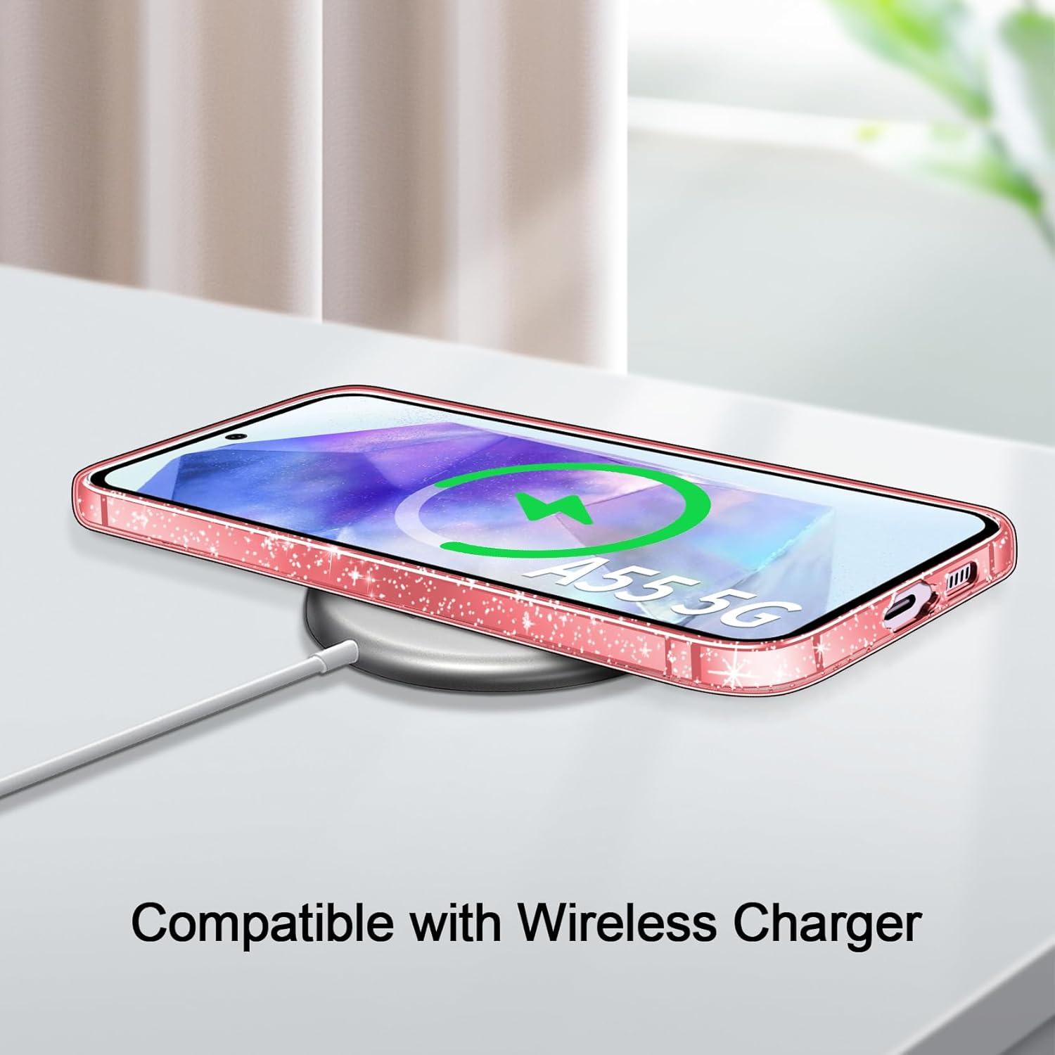 Glitzer Handyhülle Samsung Galaxy A55 5G Transparent Silikon Case 2x