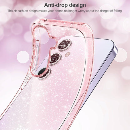 Samsung Galaxy A55 5G Glitzer Handyhülle Transparent mit Schutzfolie Rosa